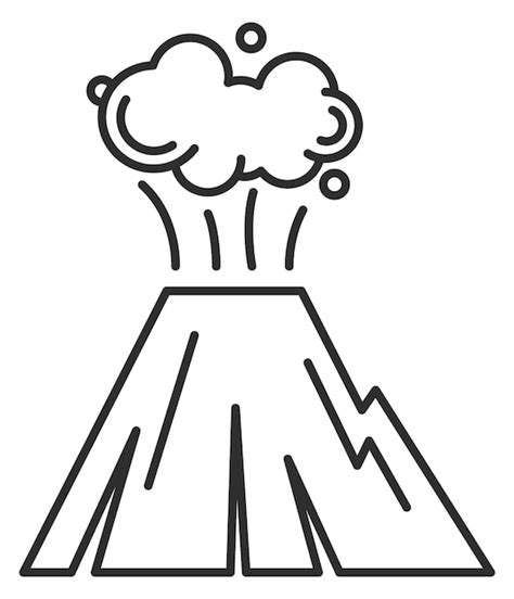 Icono de línea de erupción de volcán Símbolo de desastre natural