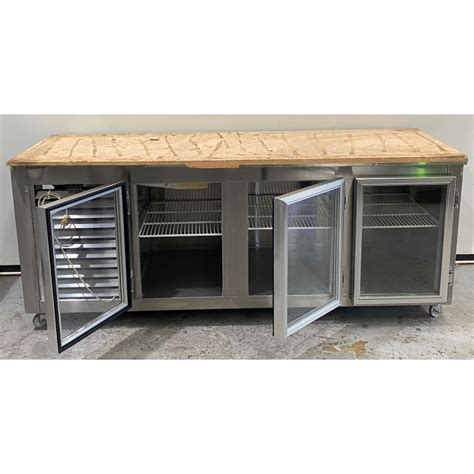 Stainless Steel 3 Glass Door Underbench Fridge