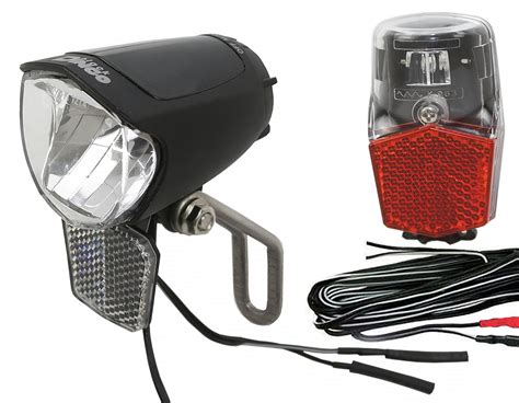 LED Fahrrad Lampen Set Nabendynamo Steady 75 Lux Rücklicht Schutzblech