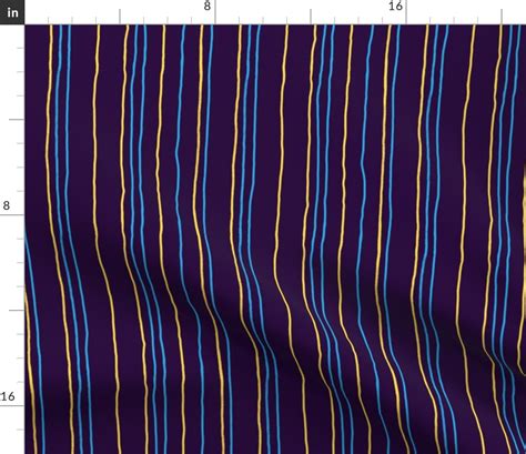 Blue & Yellow Stripes on Dark Purple Fabric | Spoonflower