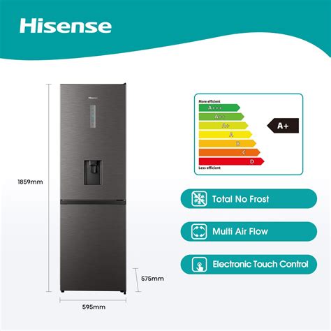 Hisense 298L Bottom Freezer Fridge With Water Dispenser Titanium Inox