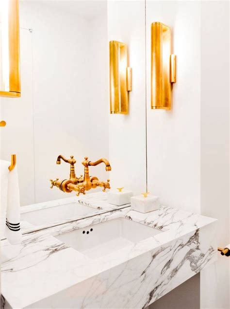 18 Gorgeous Marble Bathrooms With Brass And Gold Fixtures