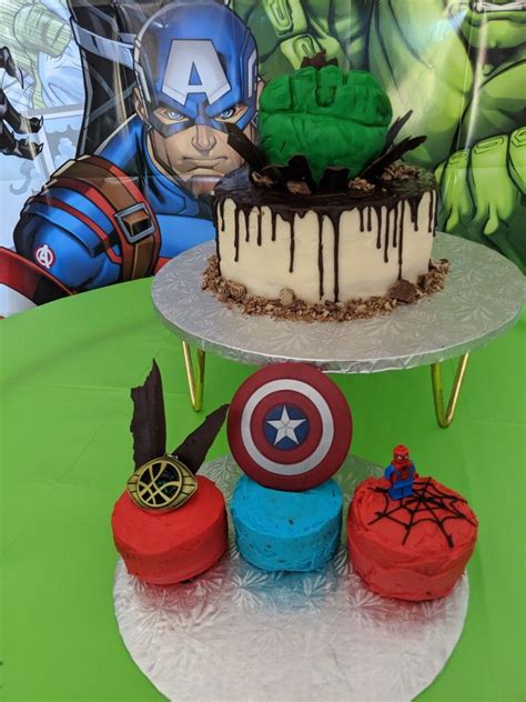 Avengers Themed Birthday Cake Drip Cakes Chocolate Drip Cake Cake