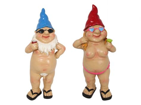 Naked Gnome Set Of Male Female Statues Ornament Cm Cam And Deb S Store