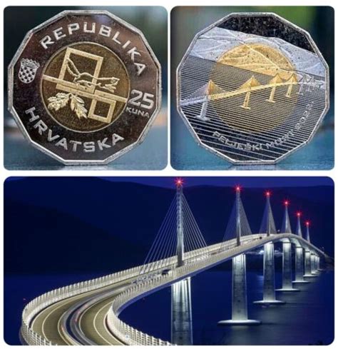 CROATIA 25 Kuna 2022 UNC PELJESAC BRIDGE BIMETALIC COINA Real Treat