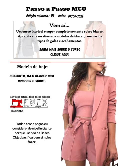 Maxi Blazer Feminino Conjunto Short E Cropped Passo A Passo 71