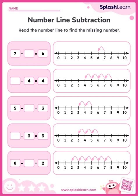 Missing Number Using Number Line — Printable Math Worksheet