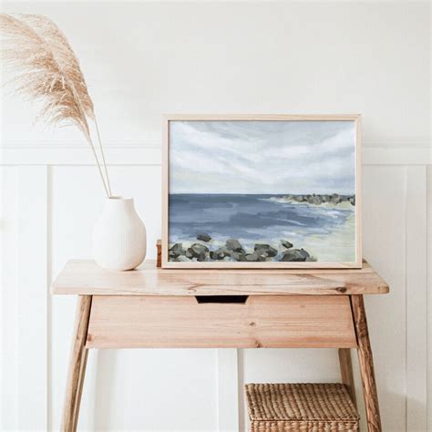 Coastal Painting Seashore View Scene Modern Seascape Beach - Etsy