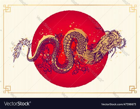 A golden chinese dragon tattoo Royalty Free Vector Image