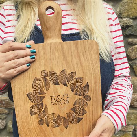 Personalised Oak Cheese Board Wood Paper Scissors