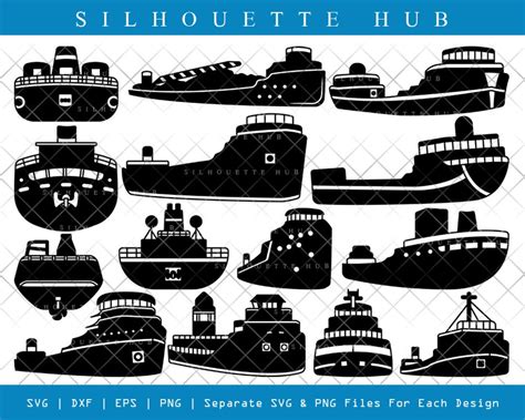 Lake Freighter Silhouette, Lake Freighter SVG, Industrial Ship Svg ...