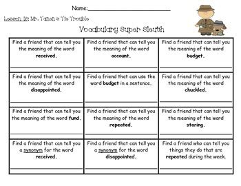 Journeys Nd Grade Unit Vocabulary Super Sleuth Sample Mr Tanen S