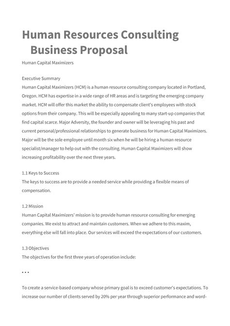 Free Hr Consulting Proposal Template Printable Templates