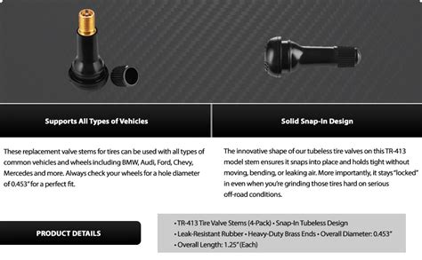 Amazon Valve Loc Tr Tubeless Tire Valve Stems Pack