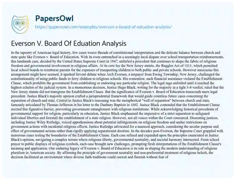 Everson V. Board Of Eduation Analysis - Free Essay Example - 691 Words ...