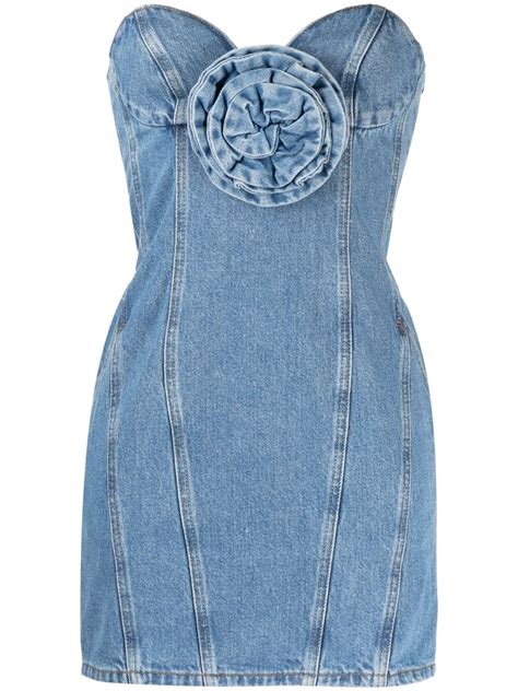 Magda Butrym Gathered appliqué Denim Dress Editorialist