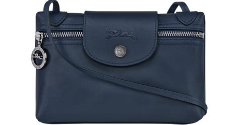 Longchamp Extra Small Le Pliage Leather Crossbody Bag In Blue Lyst