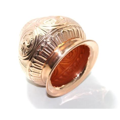 Copper Parijat Handicraft Hand Embossed Om And Swastik Design Kalash At