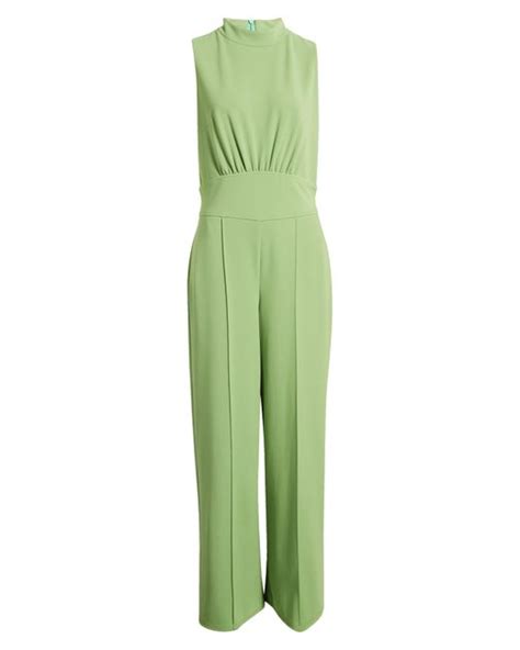 Maggy London Wide Leg Mock Neck Jumpsuit In Green Lyst