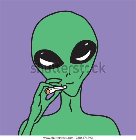 Smiling Alien Smoking Joint Vector Illustration Stock Vector Royalty