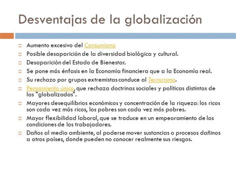 Ventajas y desventajas de la globalización Cuadro Comparativo