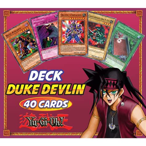 Duke Devlin Baralho 40 cartas Versão Anime ou TCG PT Falso Yugioh