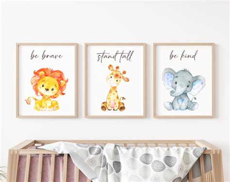 Safari Animals Quotes Nursery Prints - Set of 3 - Nursery Wall Art