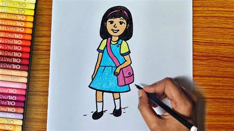 Cute School Girl Drawing Easy How To Draw A Girl Step By Step