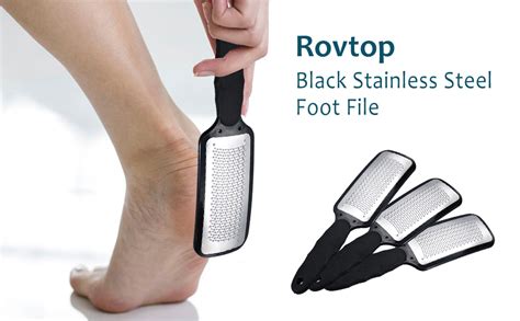 Rovtop Black Stainless Steel Foot File Cuticle Cutter Tool Pedicure