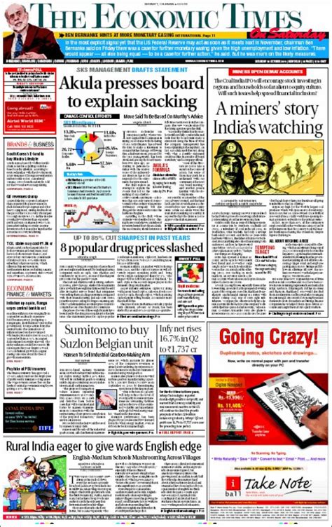 Newspaper The Economic Times India Newspapers In India Saturdays