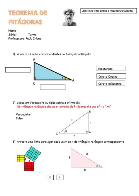 Teorema De Pitágoras Matemática Worksheet Live Worksheets