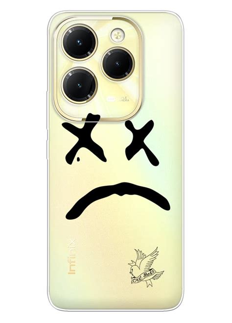 Infinix Hot 40 Pro чохол із прозорого силікону Lil Peep лого сумне обличчя