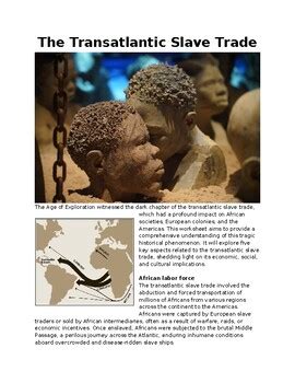 Age Of Exploration The Transatlantic Slave Trade Worksheet With Key