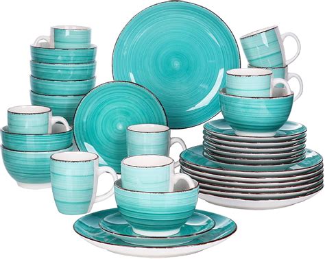 Vancasso Series Bella Piece Stoneware Dinnerware Set Green Dinner