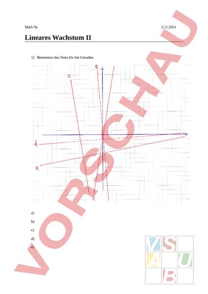 Arbeitsblatt Arbeitsblatt Lineares Wachstum 2 Mathematik Algebra