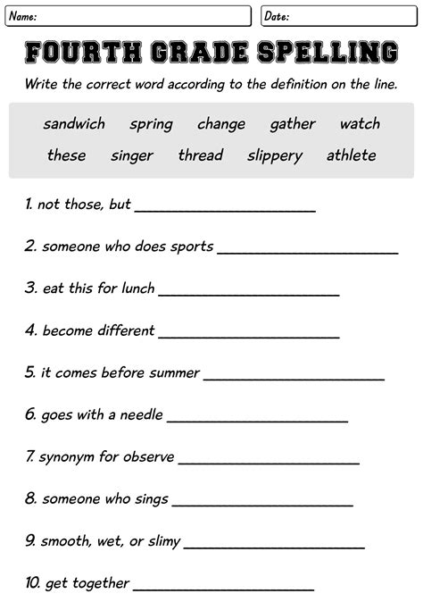 11 4th Grade Spelling Worksheets Printable - Free PDF at worksheeto.com