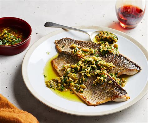 Roasted Mullet With Olive Salsa Gourmet Traveller