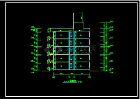 5层宿舍楼建筑设计平立剖cad施工方案图纸宿舍楼土木在线