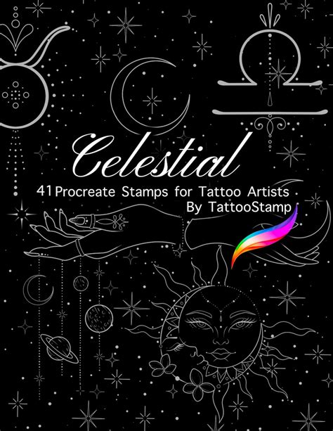 Celestial Procreate Brushes Astrological Tattoo Stamps Astrology Flash