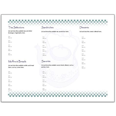 Free Tri Fold Menu Template Word