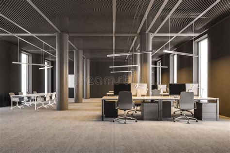 Industrial Style Brown Office Columns Stock Illustration