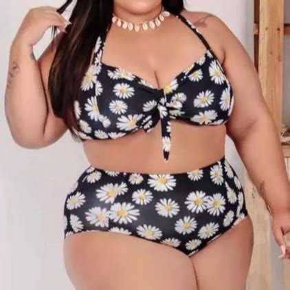 Conjunto Biqu Ni Plus Size Bojo Modelo De Cintura Alta Modelador