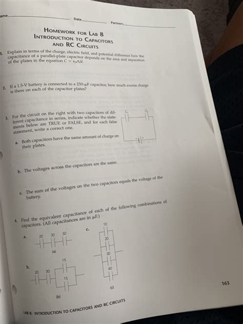 Solved HOMEWORK FOR LAB 8 INTRODUCTION TO CAPACITORS AND RC Chegg