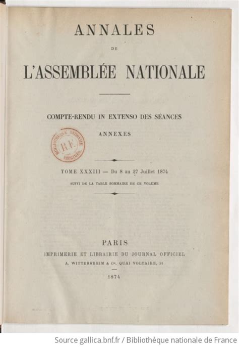 Annales De L Assembl E Nationale Compte Rendu In Extenso Des S Ances