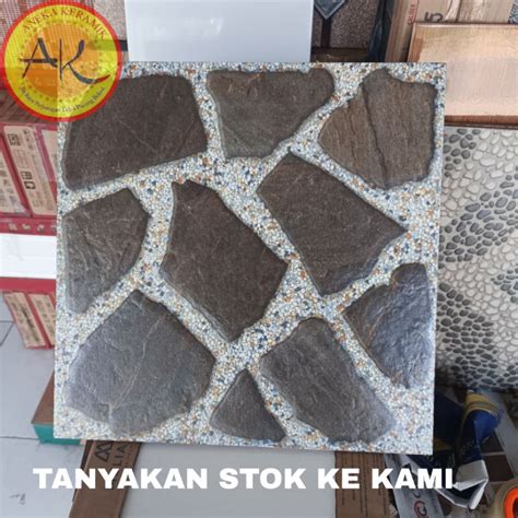 Jual Keramik Lantai Teras Garasi Motif Batu Alam Timbul Matt X