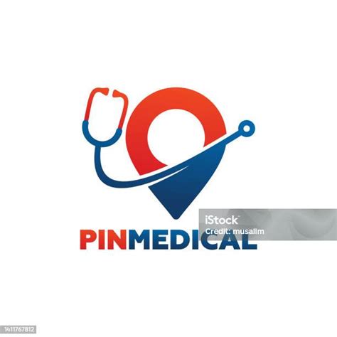 Pin Medical Logo Template Desain Vektor Lambang Konsep Desain Simbol