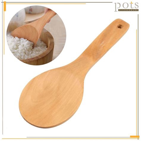 Natural Wood Wooden Rice Ladle Dish Serving Spoon Senduk Nasi Kayu Sudip Nasi 饭匙 Lt742