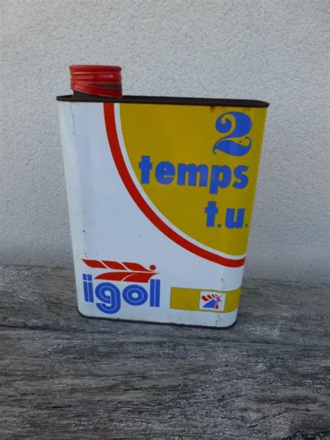 ANCIEN BIDON HUILE IGOL 2 TEMPS T U CYCLOMOTEUR OIL CAN DECO GARAGE