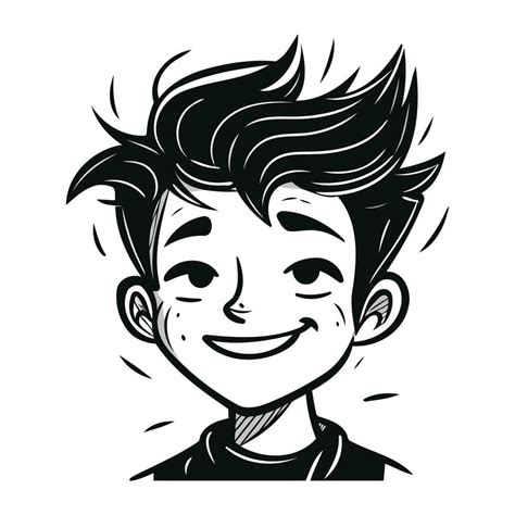 Vector black and white illustration of a smiling boy with a haircut. 33850199 Vector Art at Vecteezy