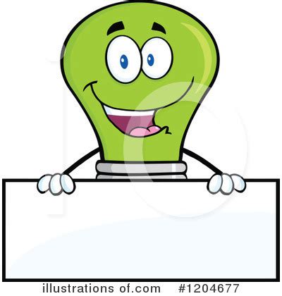 Green Light Bulb Clipart #1204677 - Illustration by Hit Toon